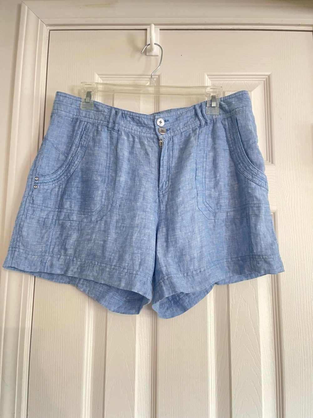 INC International Concepts Soft Blue Linen-Blend Women's Shorts